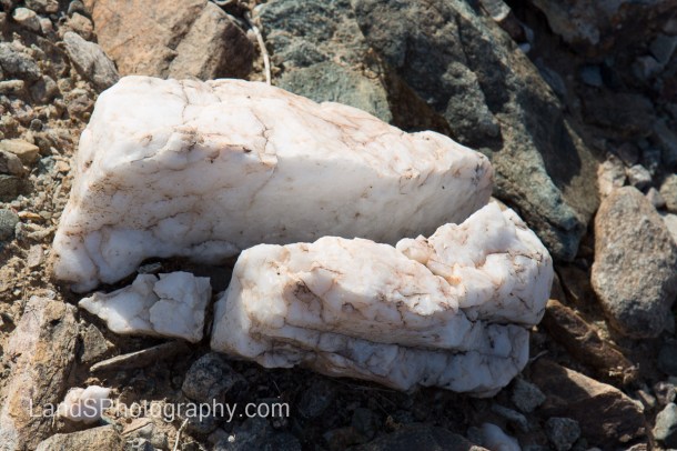 There are chunks and pieces of quartz everywhere you look