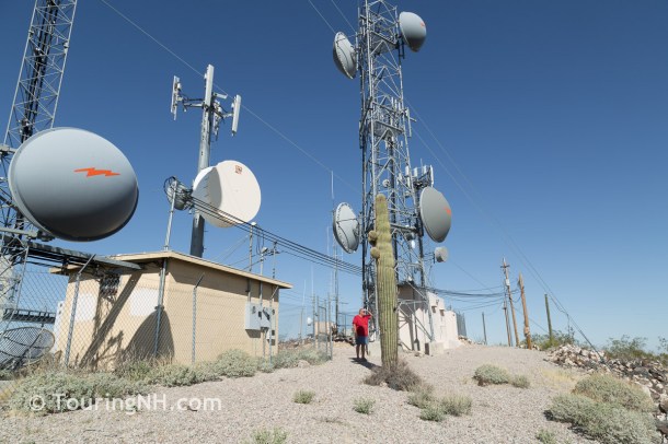 The towers looked so small from the desert below but they dwarf the saguaro which dwarfs my dad 